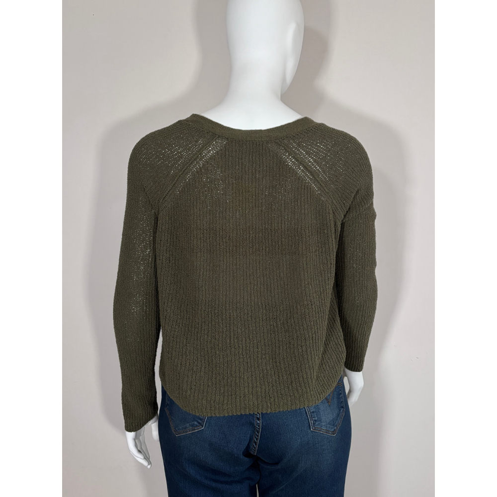 Adyson Parker Women's Large Cropped Knit Button Front Cardigan Olive Green NWT - Picture 3 of 4